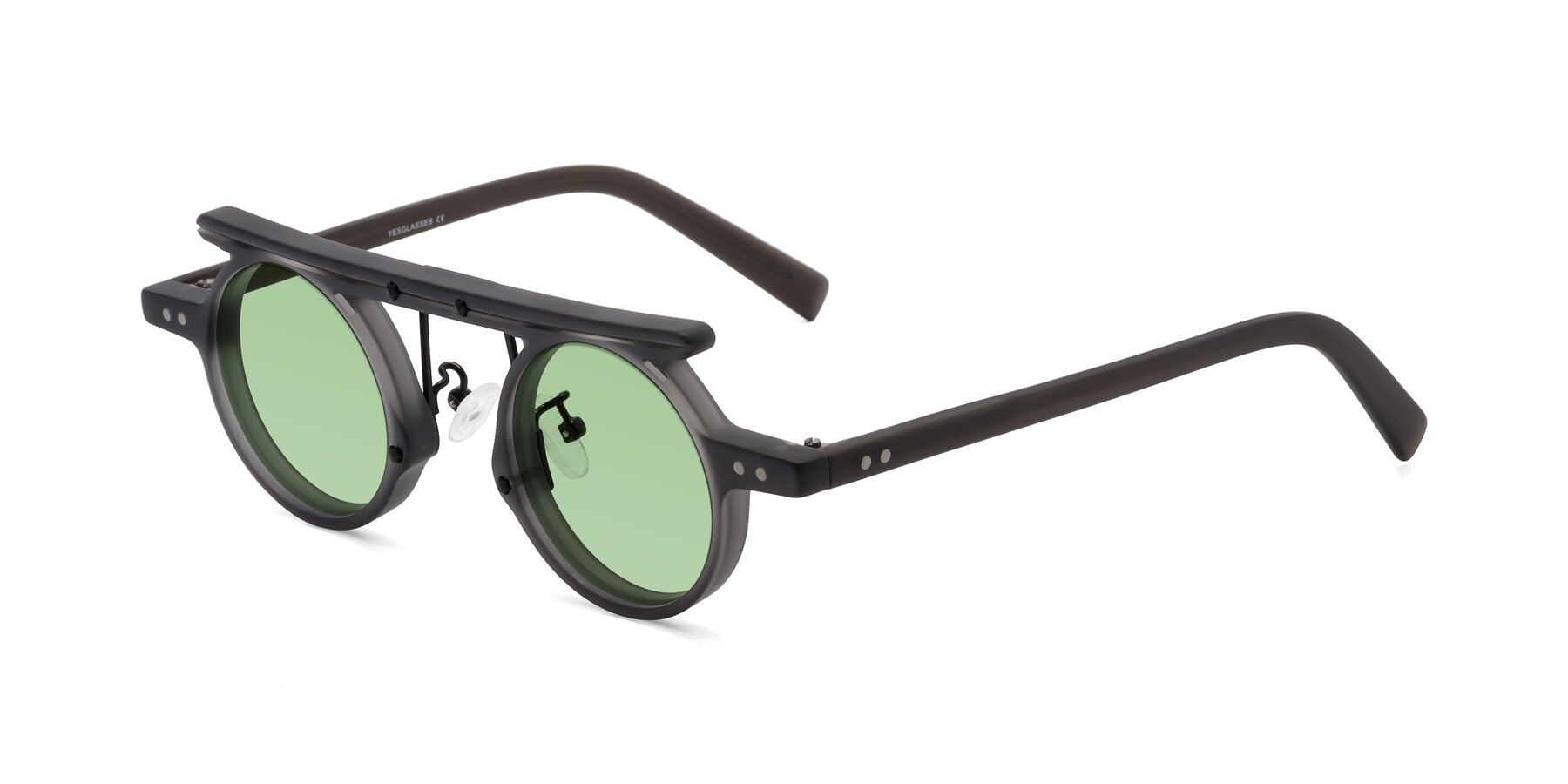 Angle of Deer in Matte Gray with Medium Green Tinted Lenses