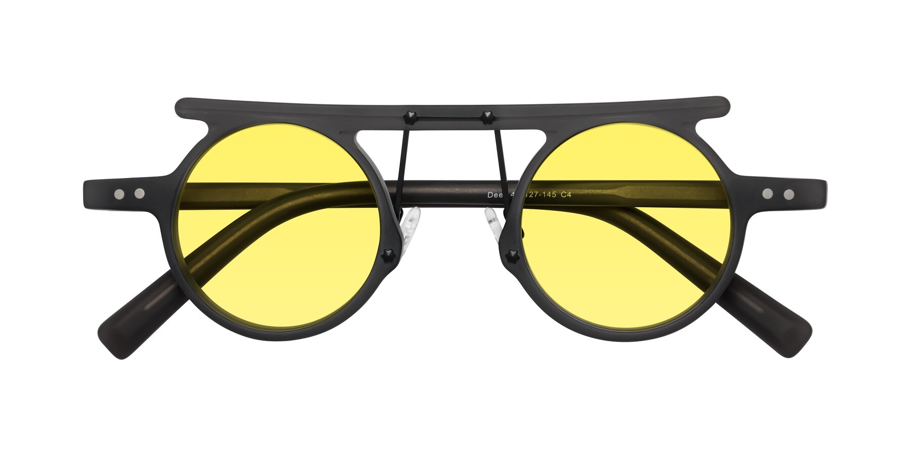 Folded Front of Deer in Matte Gray with Medium Yellow Tinted Lenses