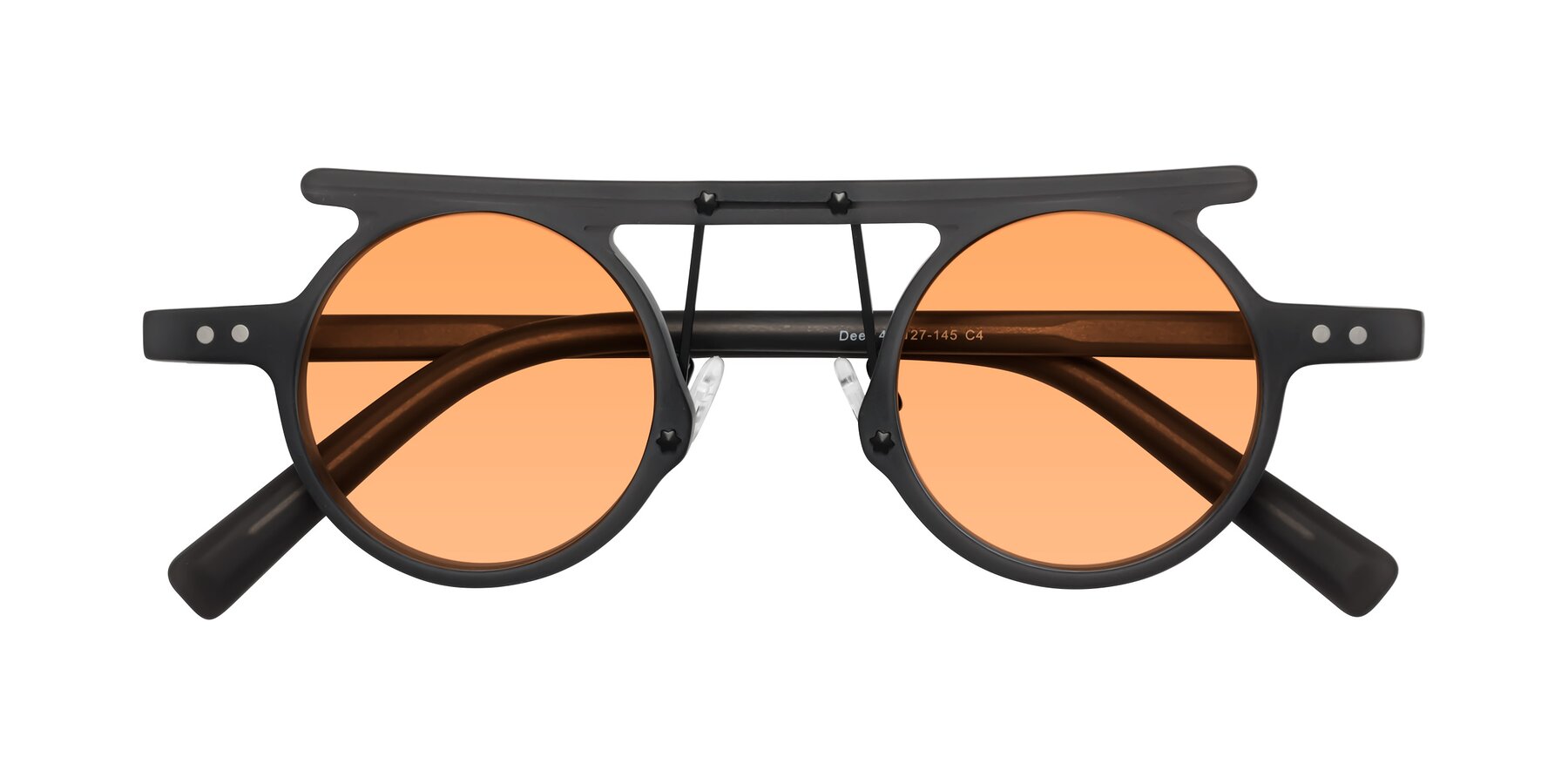 Folded Front of Deer in Matte Gray with Medium Orange Tinted Lenses