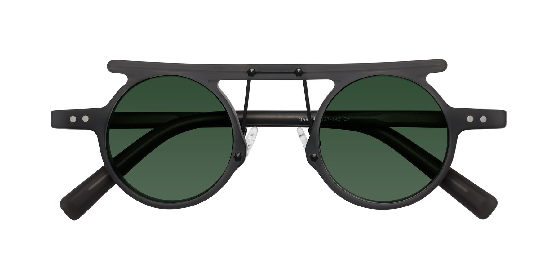 Folded Front of Deer in Matte Gray with Green Tinted Lenses