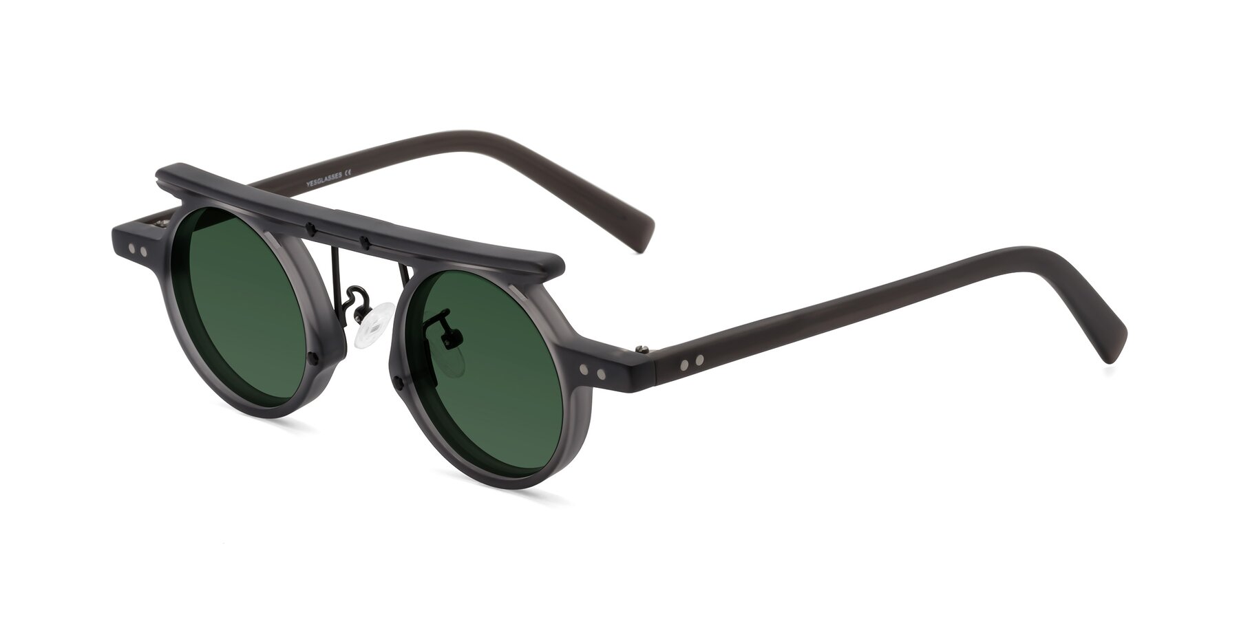 Angle of Deer in Matte Gray with Green Tinted Lenses