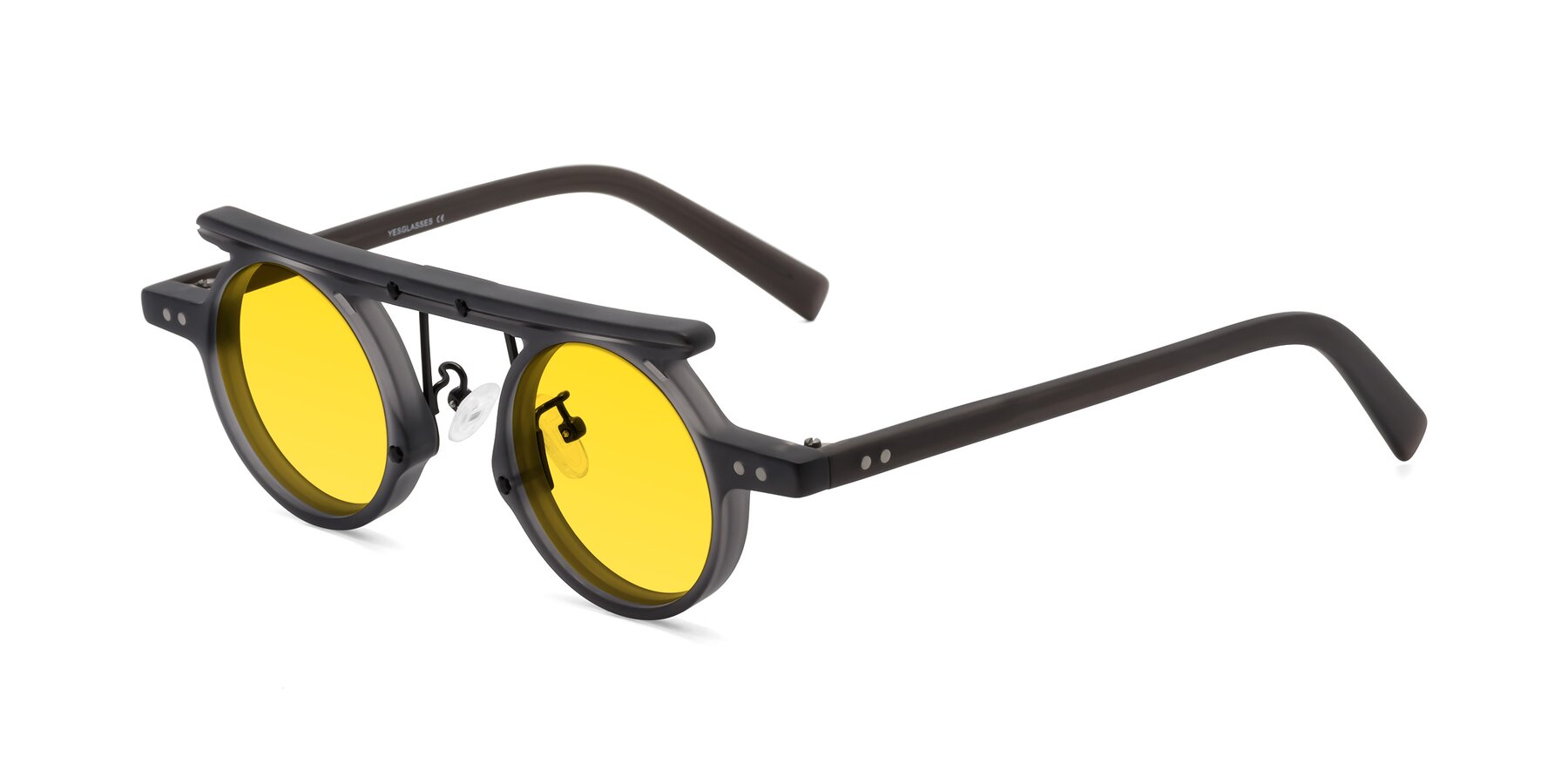 Angle of Deer in Matte Gray with Yellow Tinted Lenses