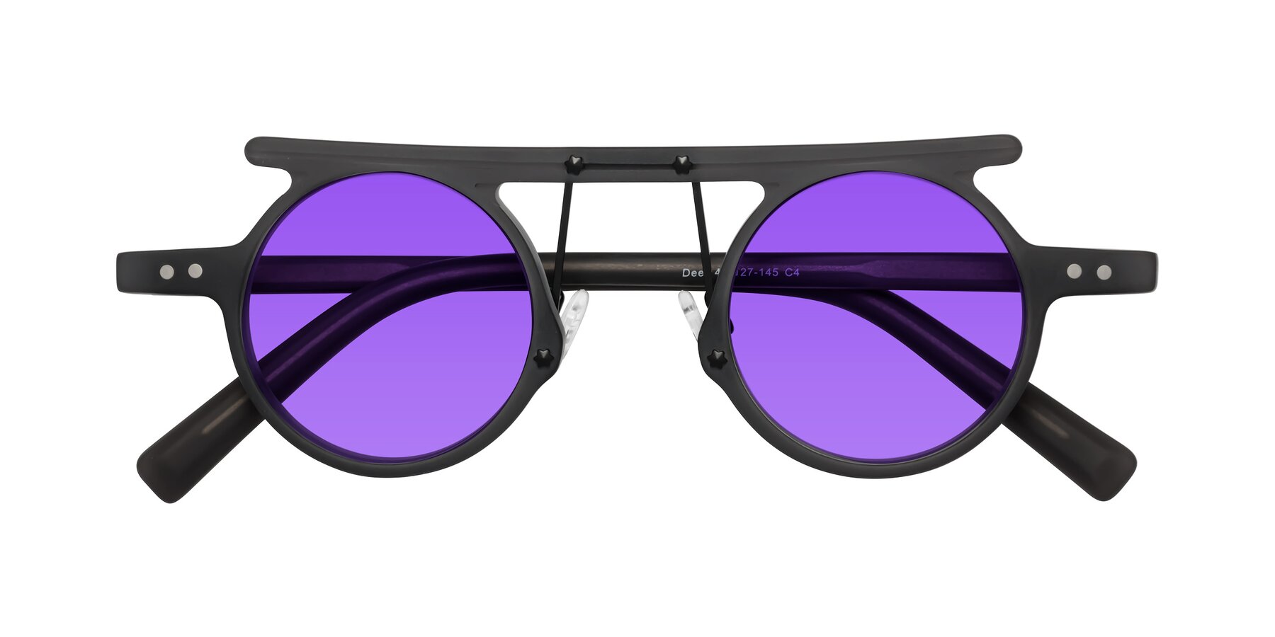 Folded Front of Deer in Matte Gray with Purple Tinted Lenses