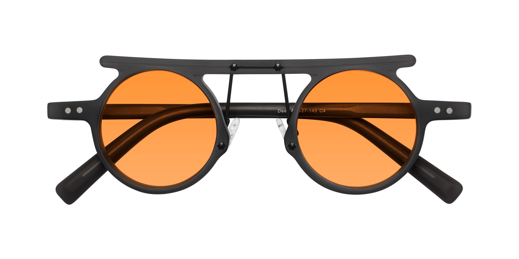 Folded Front of Deer in Matte Gray with Orange Tinted Lenses