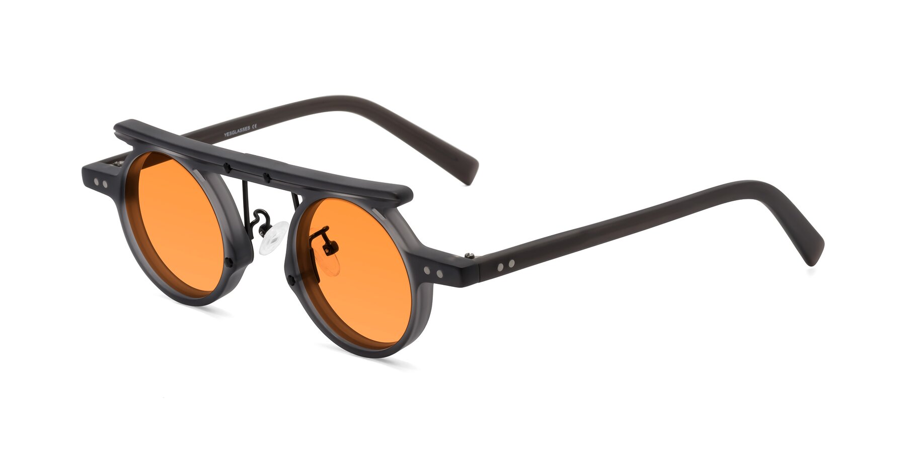 Angle of Deer in Matte Gray with Orange Tinted Lenses