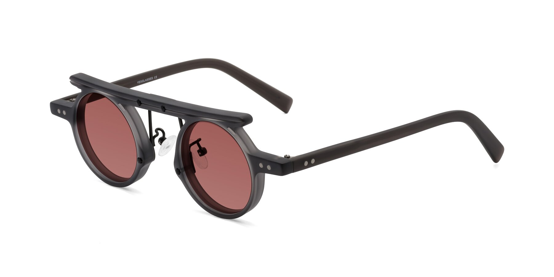 Angle of Deer in Matte Gray with Garnet Tinted Lenses