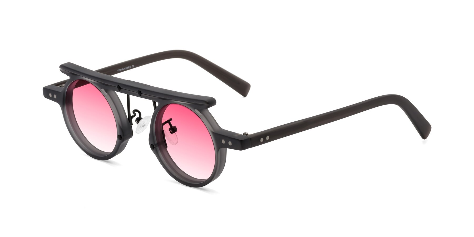 Angle of Deer in Matte Gray with Pink Gradient Lenses