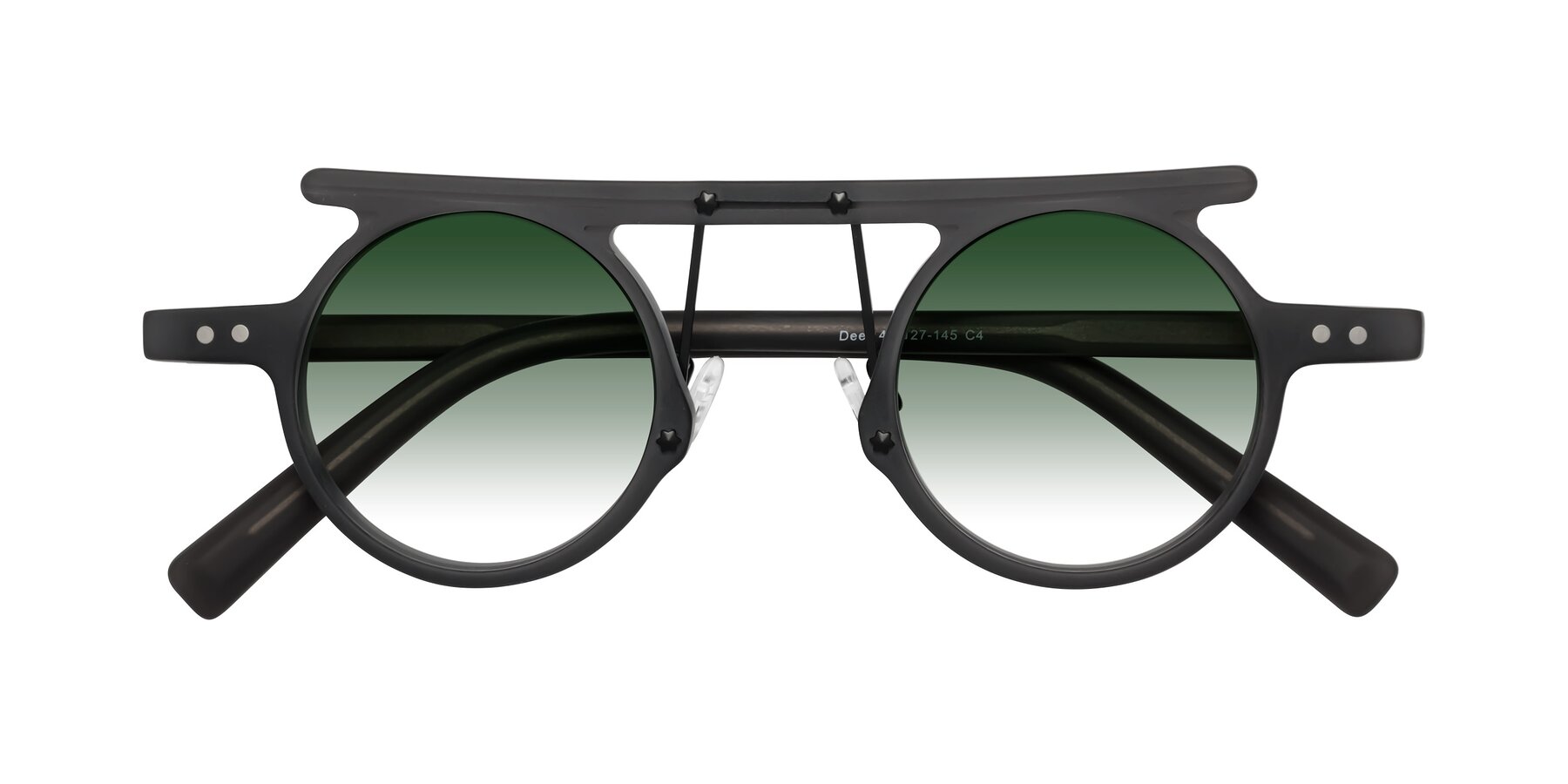 Folded Front of Deer in Matte Gray with Green Gradient Lenses