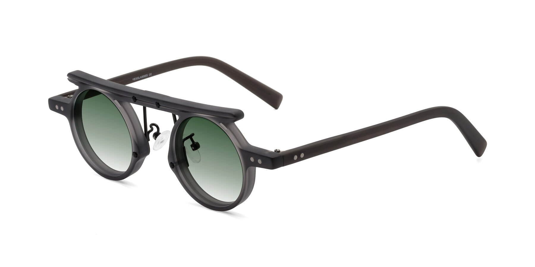 Angle of Deer in Matte Gray with Green Gradient Lenses