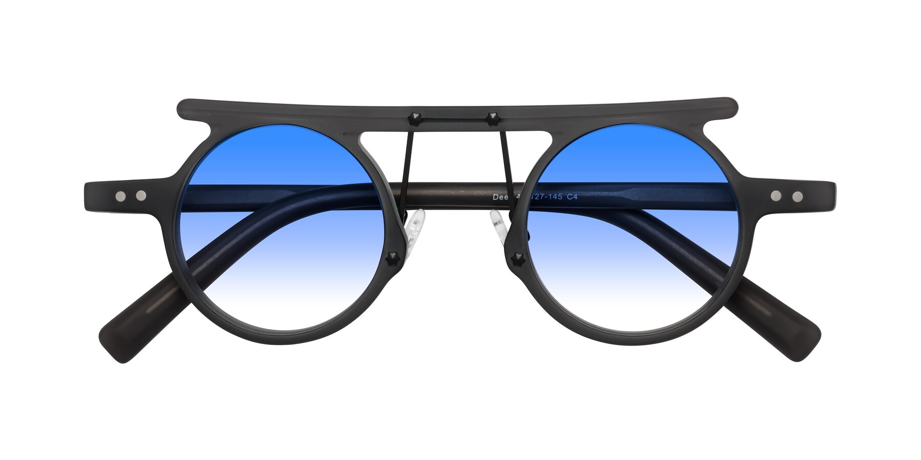 Folded Front of Deer in Matte Gray with Blue Gradient Lenses