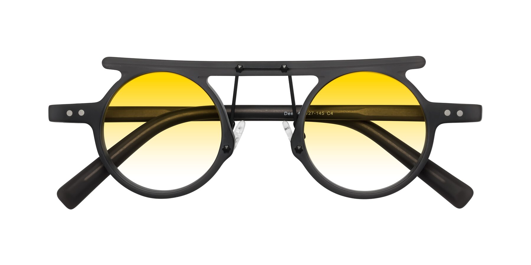 Folded Front of Deer in Matte Gray with Yellow Gradient Lenses