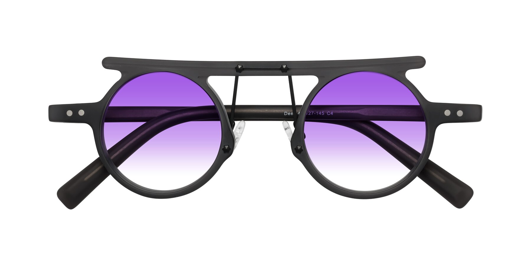 Folded Front of Deer in Matte Gray with Purple Gradient Lenses