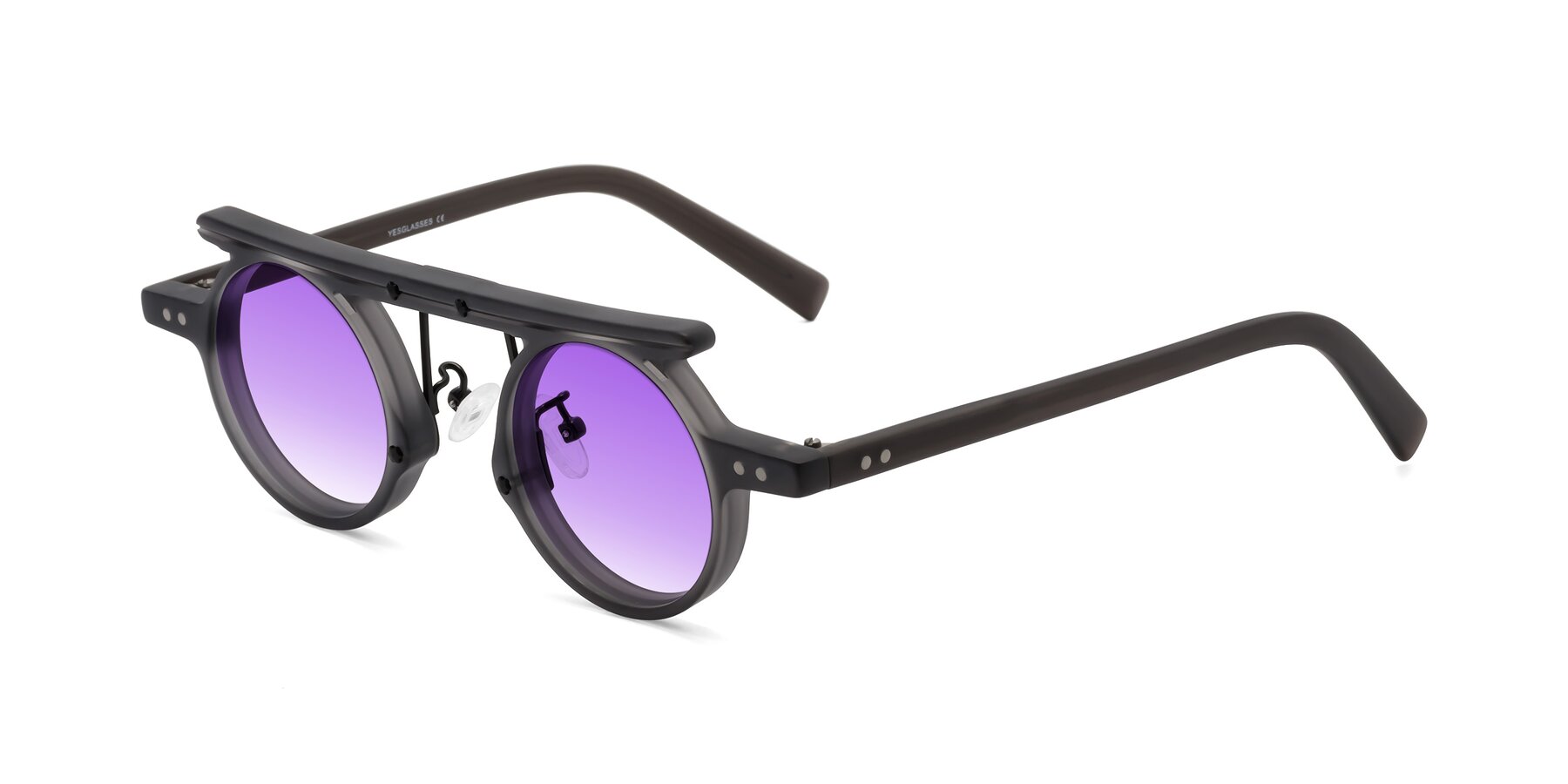 Angle of Deer in Matte Gray with Purple Gradient Lenses