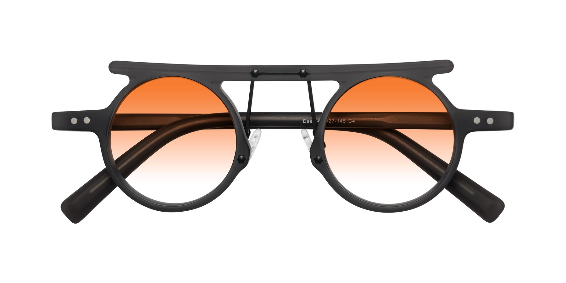 Folded Front of Deer in Matte Gray with Orange Gradient Lenses