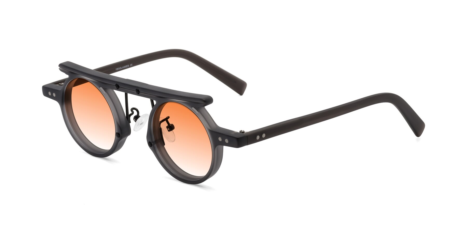 Angle of Deer in Matte Gray with Orange Gradient Lenses