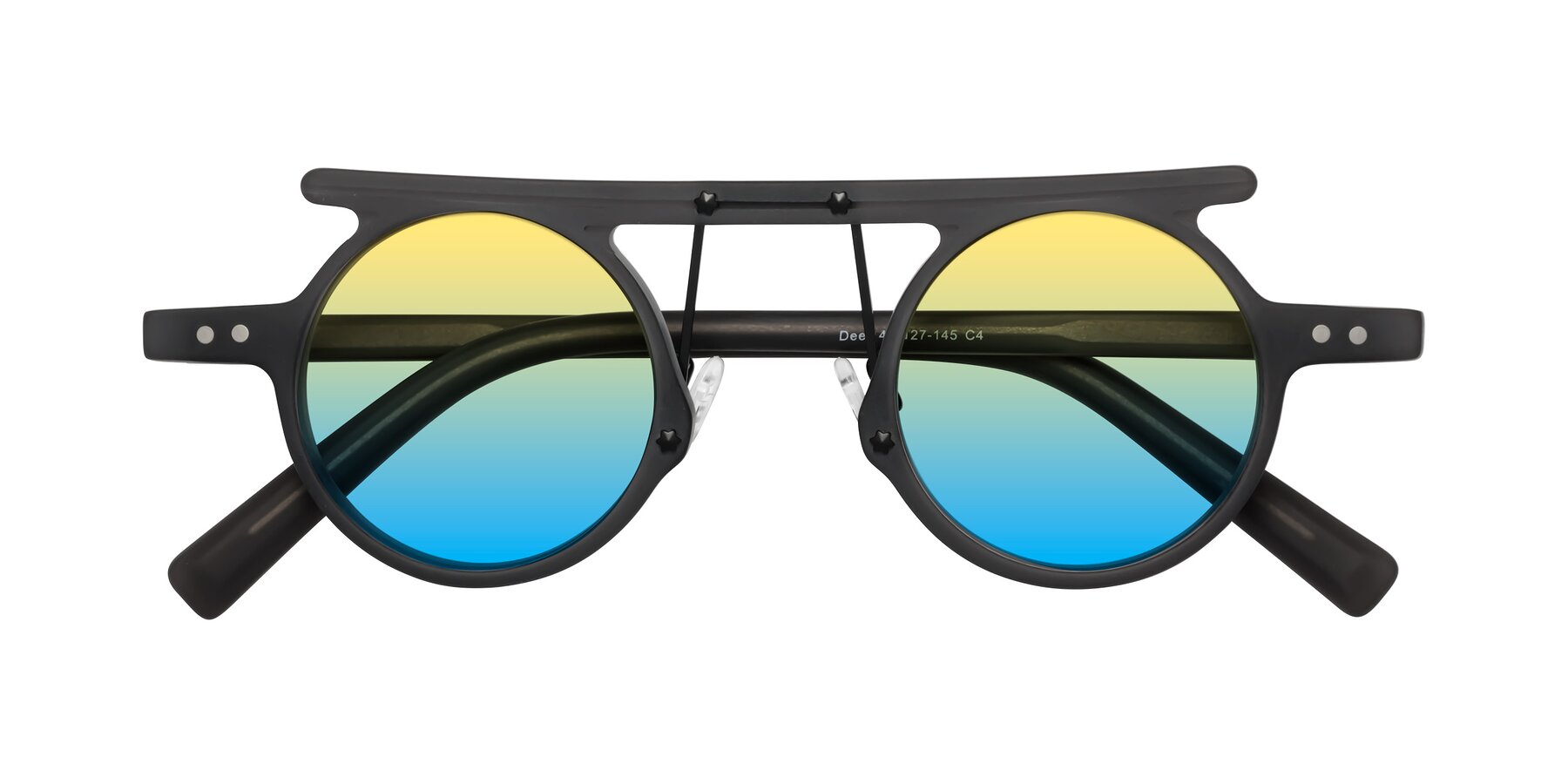 Folded Front of Deer in Matte Gray with Yellow / Blue Gradient Lenses