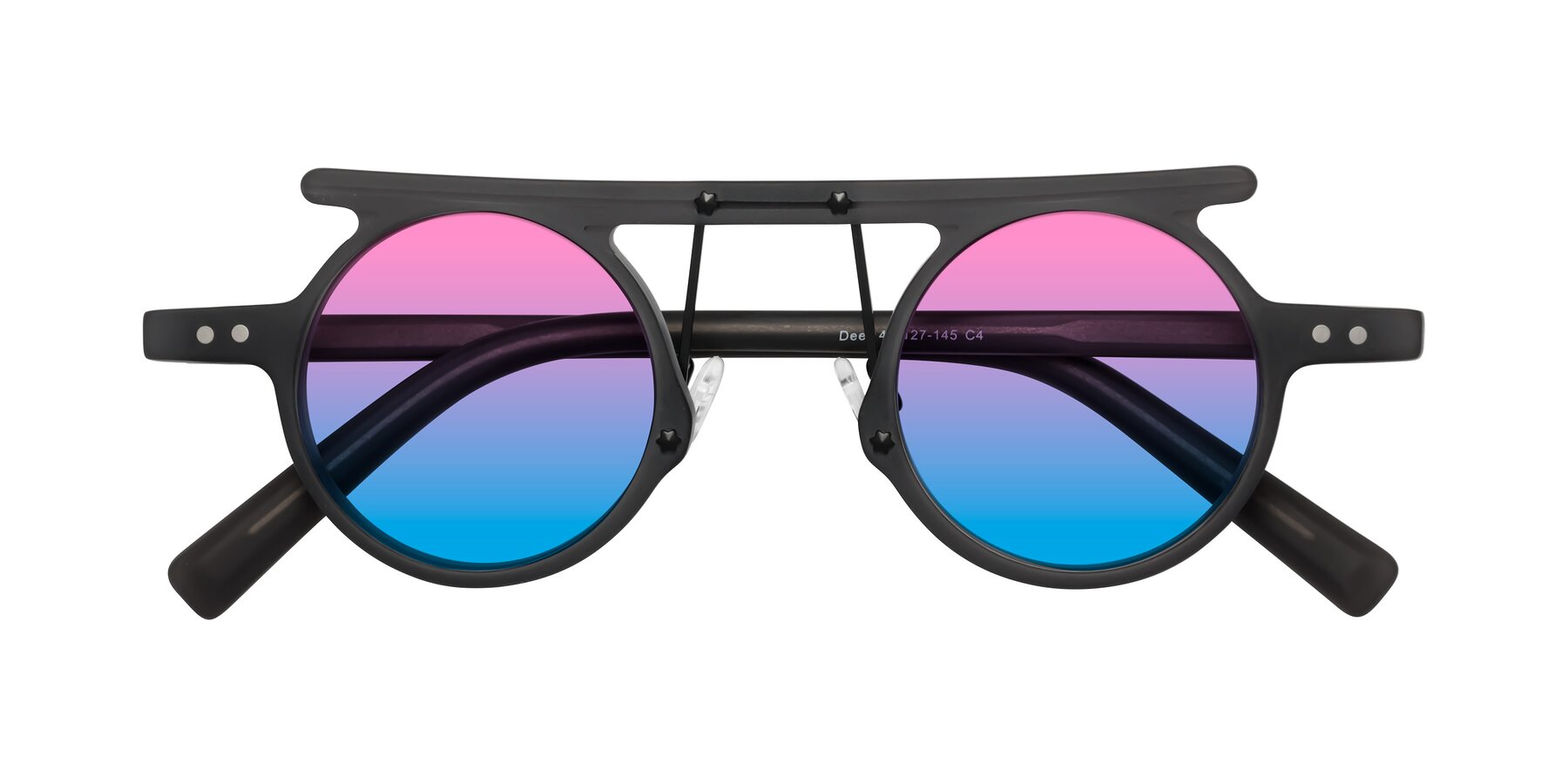 Folded Front of Deer in Matte Gray with Pink / Blue Gradient Lenses