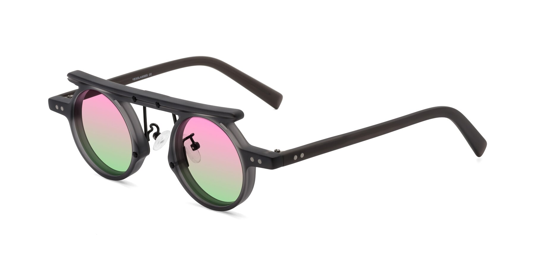 Angle of Deer in Matte Gray with Pink / Green Gradient Lenses