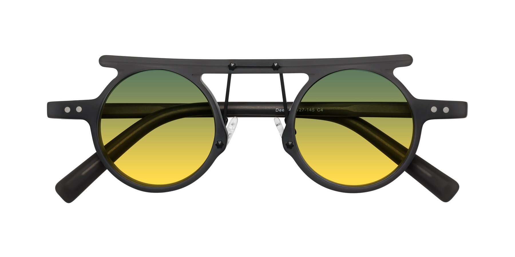 Folded Front of Deer in Matte Gray with Green / Yellow Gradient Lenses