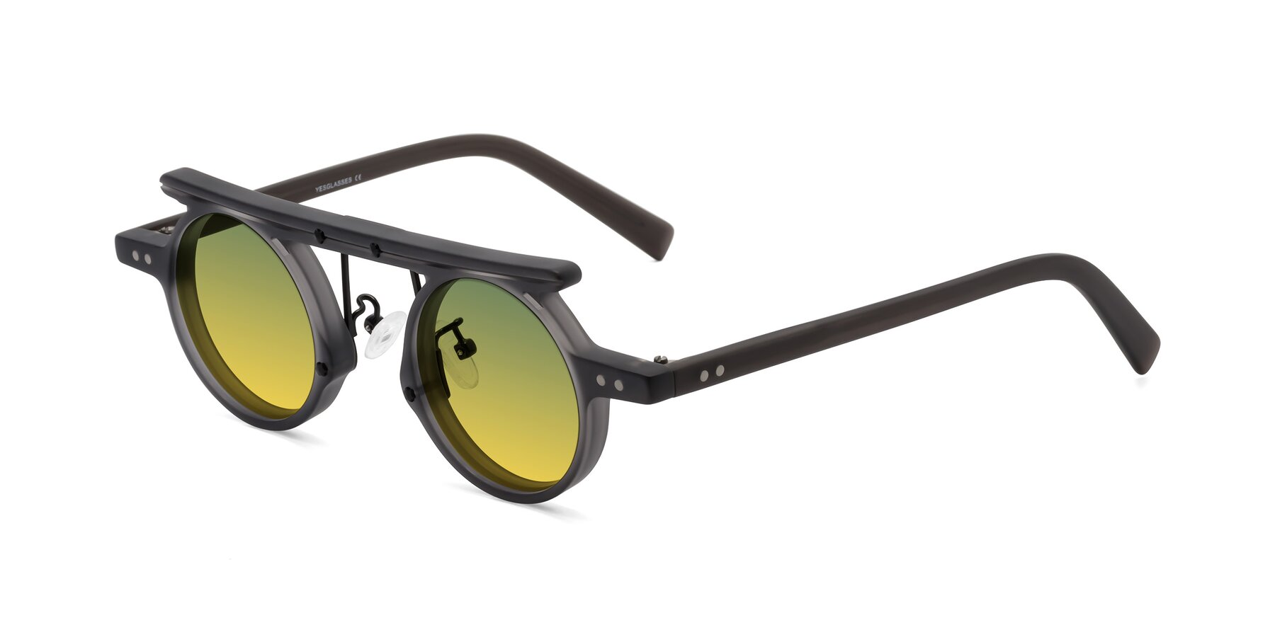 Angle of Deer in Matte Gray with Green / Yellow Gradient Lenses