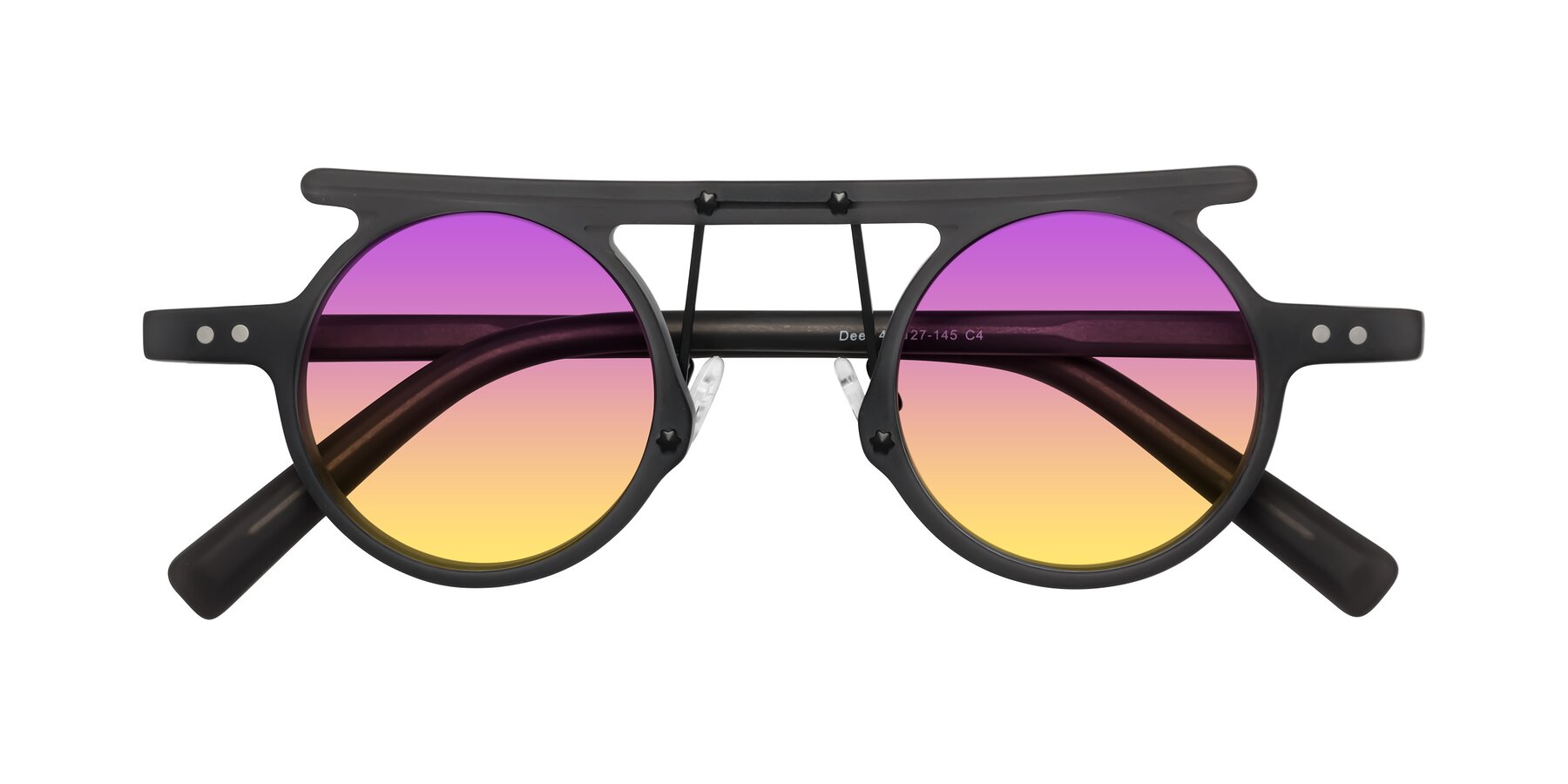 Folded Front of Deer in Matte Gray with Purple / Yellow Gradient Lenses