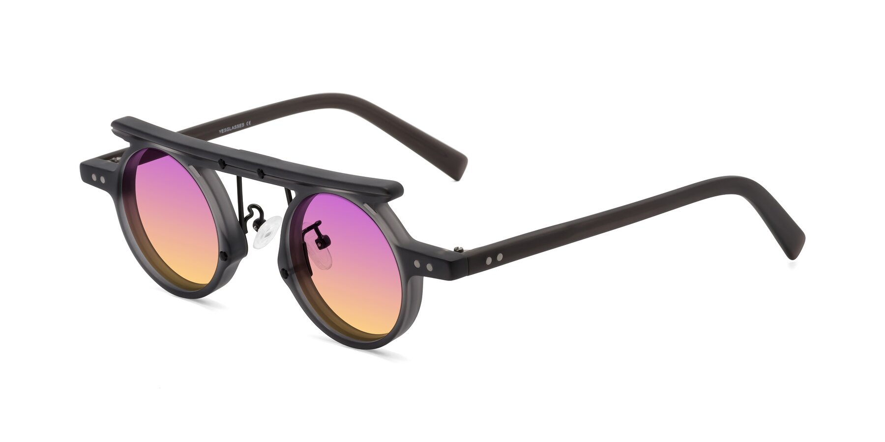 Angle of Deer in Matte Gray with Purple / Yellow Gradient Lenses