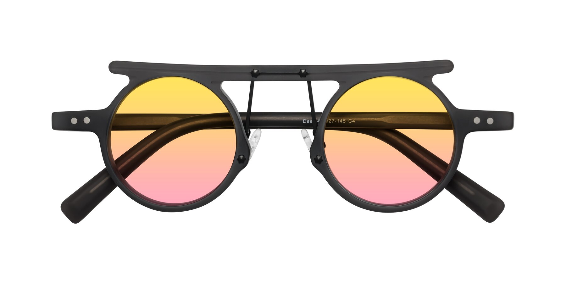 Folded Front of Deer in Matte Gray with Yellow / Pink Gradient Lenses