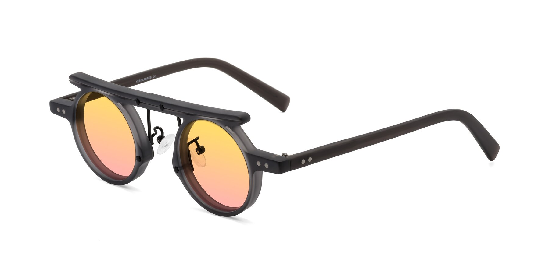 Angle of Deer in Matte Gray with Yellow / Pink Gradient Lenses