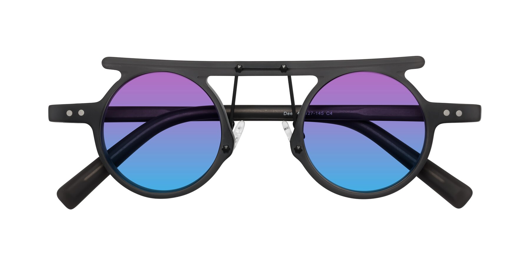 Folded Front of Deer in Matte Gray with Purple / Blue Gradient Lenses