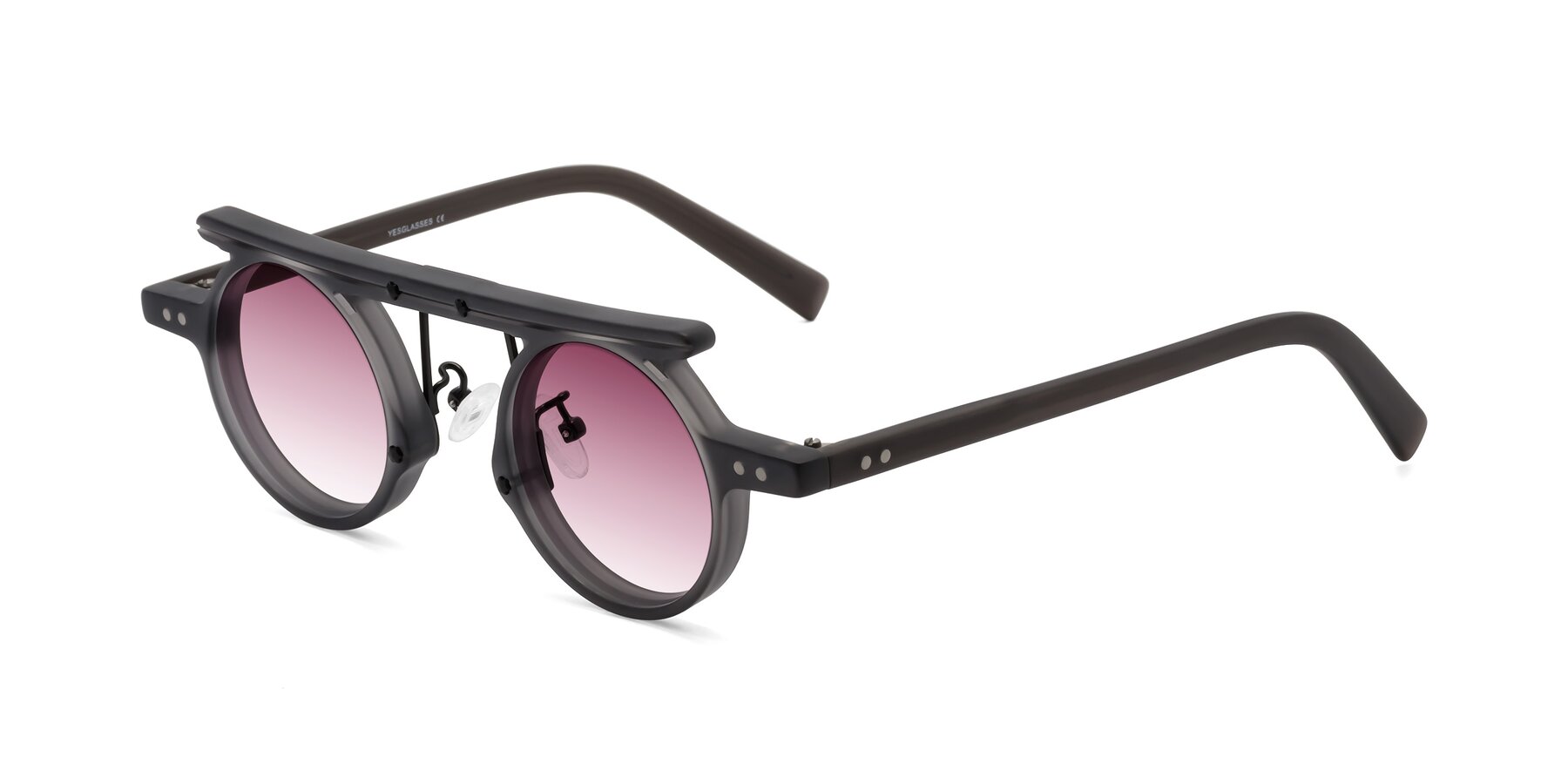 Angle of Deer in Matte Gray with Wine Gradient Lenses