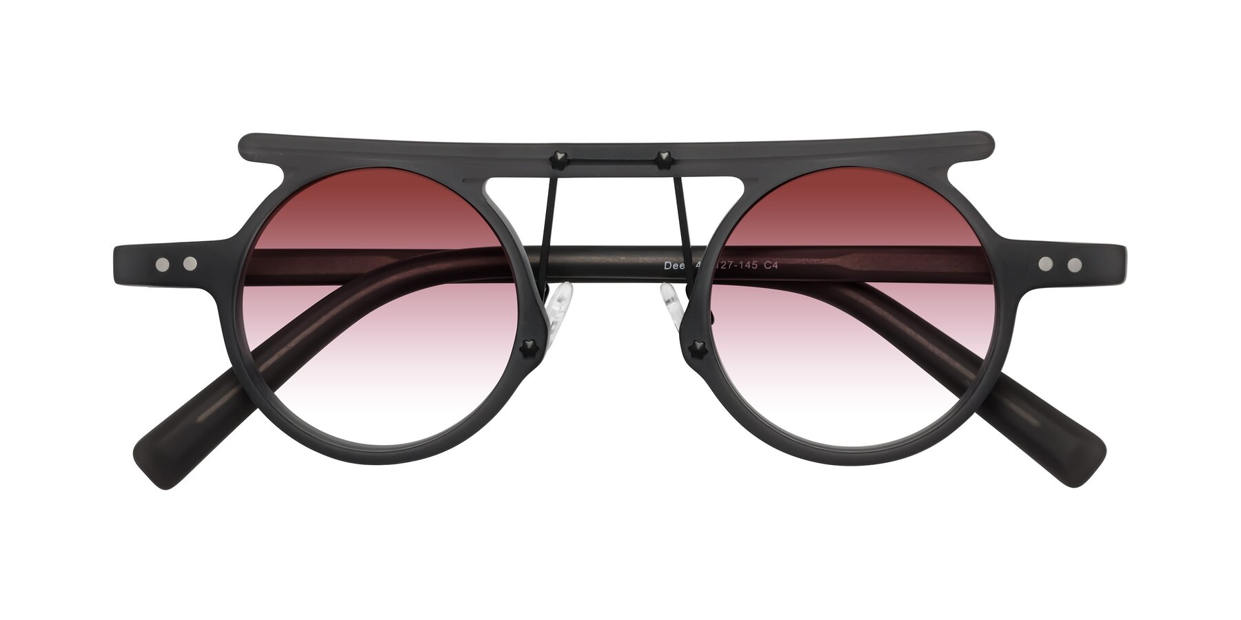 Folded Front of Deer in Matte Gray with Garnet Gradient Lenses