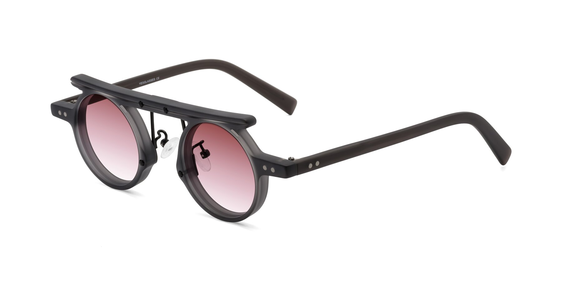 Angle of Deer in Matte Gray with Garnet Gradient Lenses