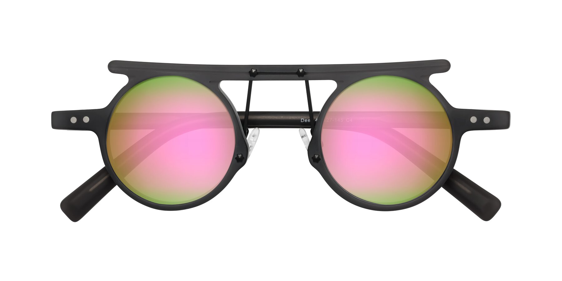 Folded Front of Deer in Matte Gray with Pink Mirrored Lenses