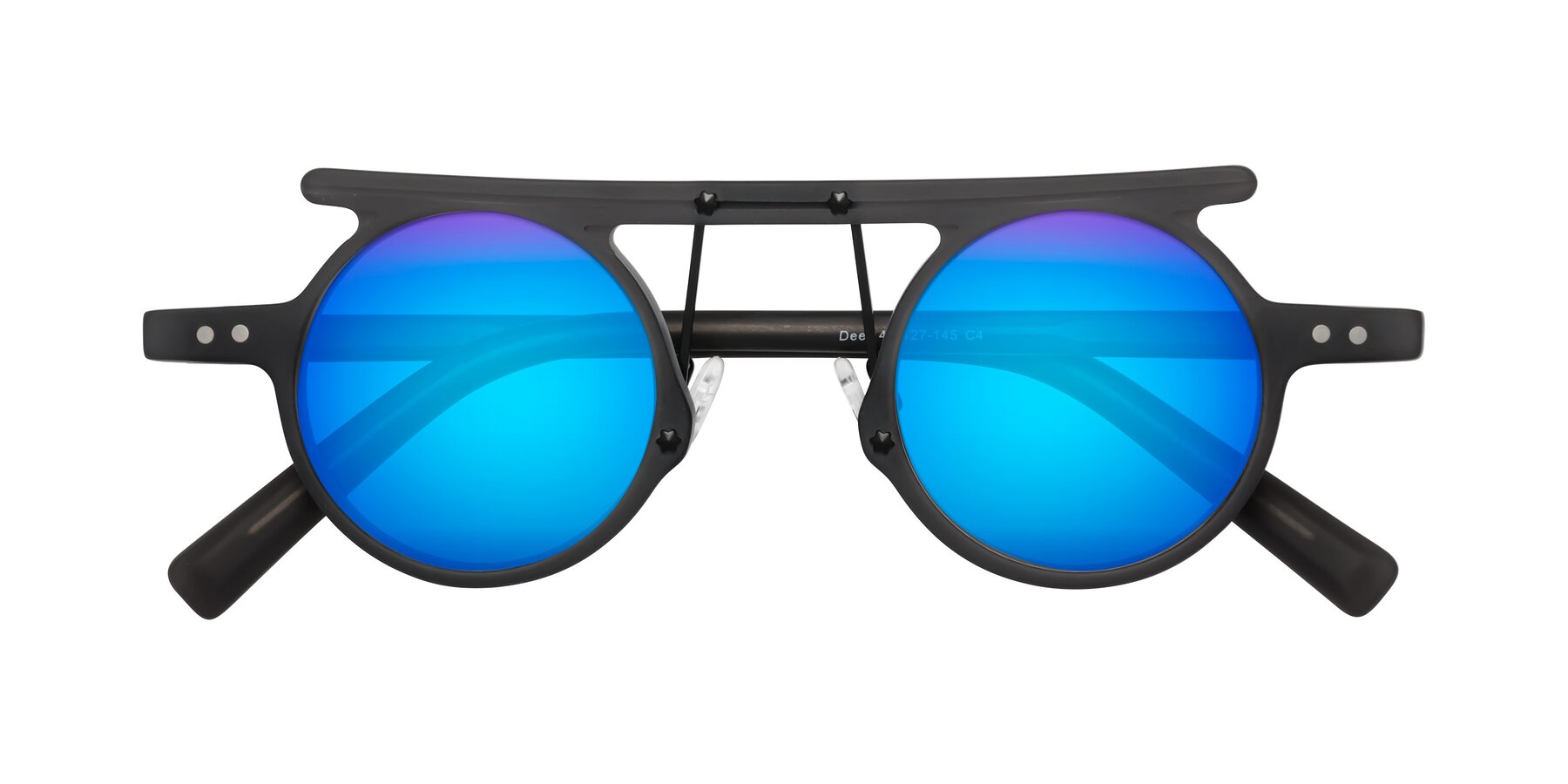 Folded Front of Deer in Matte Gray with Blue Mirrored Lenses