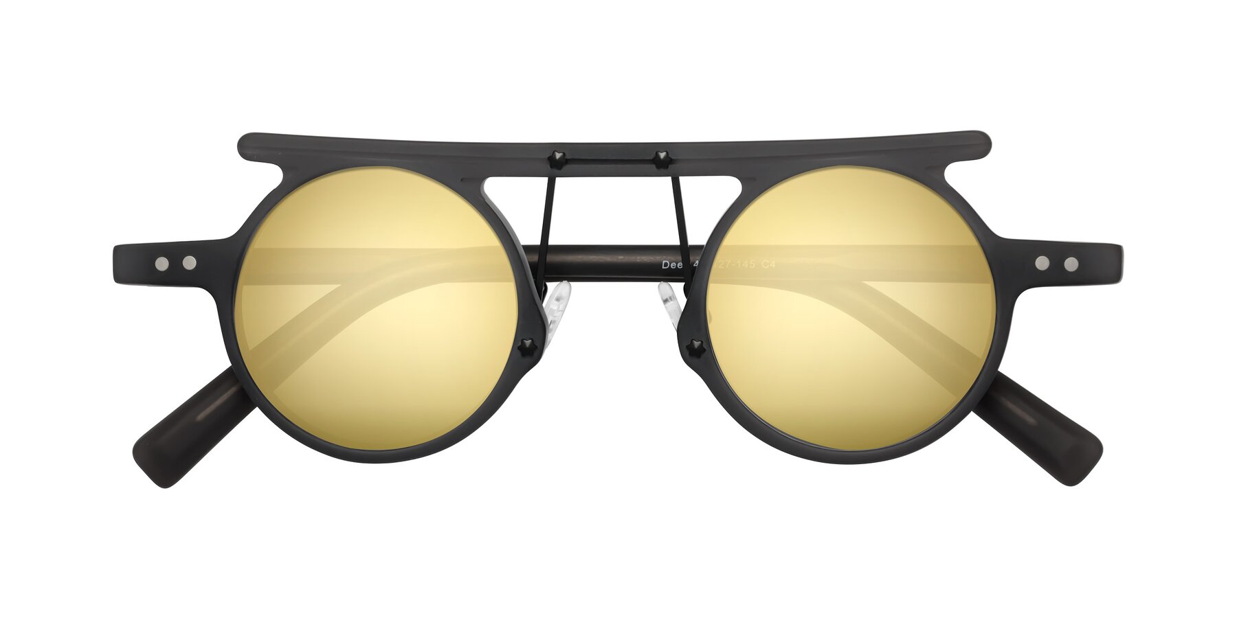 Folded Front of Deer in Matte Gray with Gold Mirrored Lenses