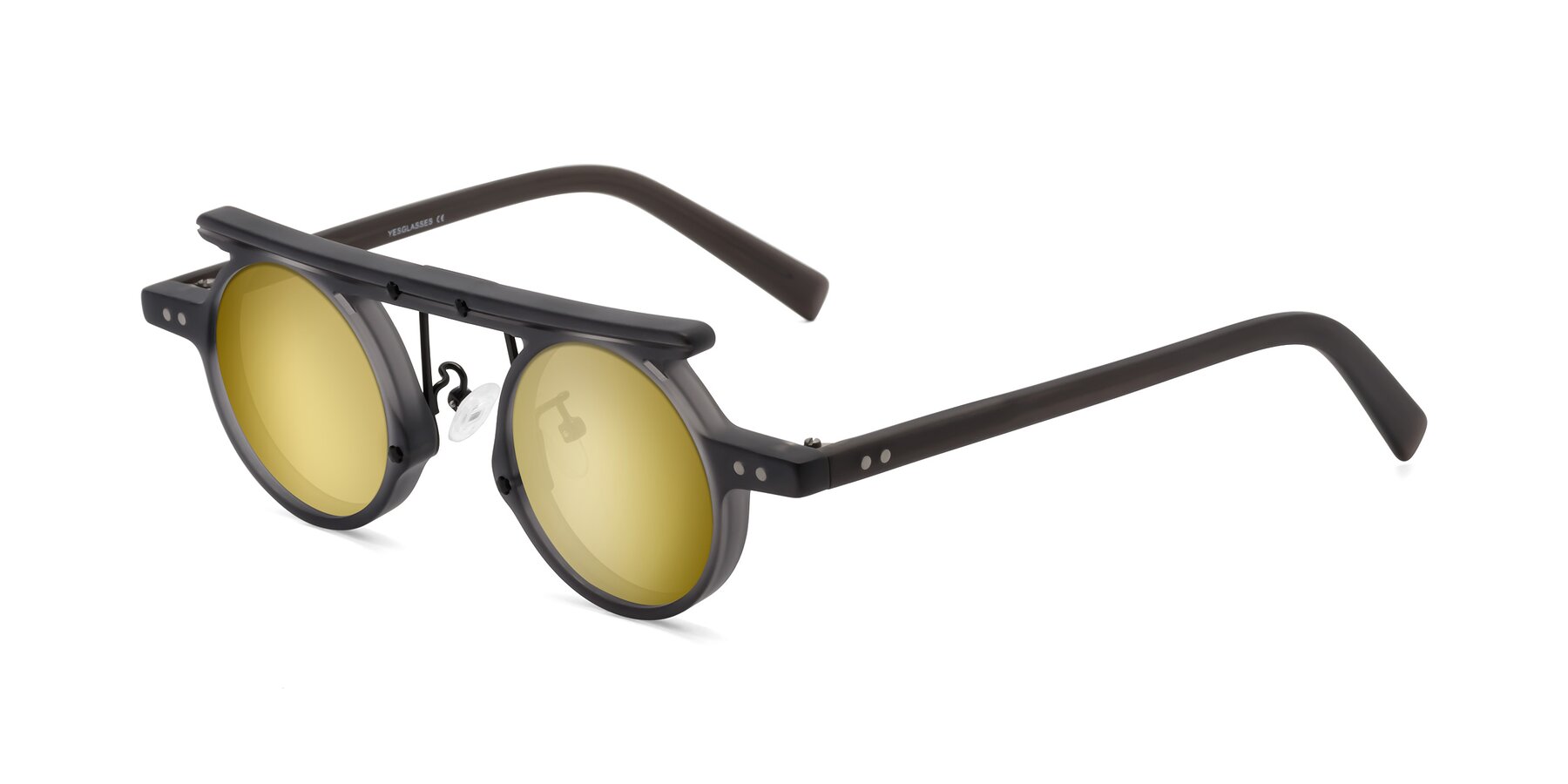 Angle of Deer in Matte Gray with Gold Mirrored Lenses