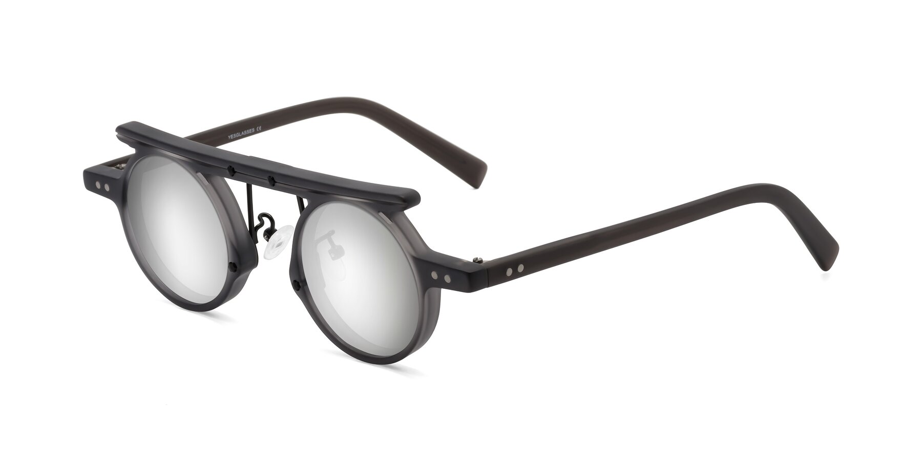 Angle of Deer in Matte Gray with Silver Mirrored Lenses