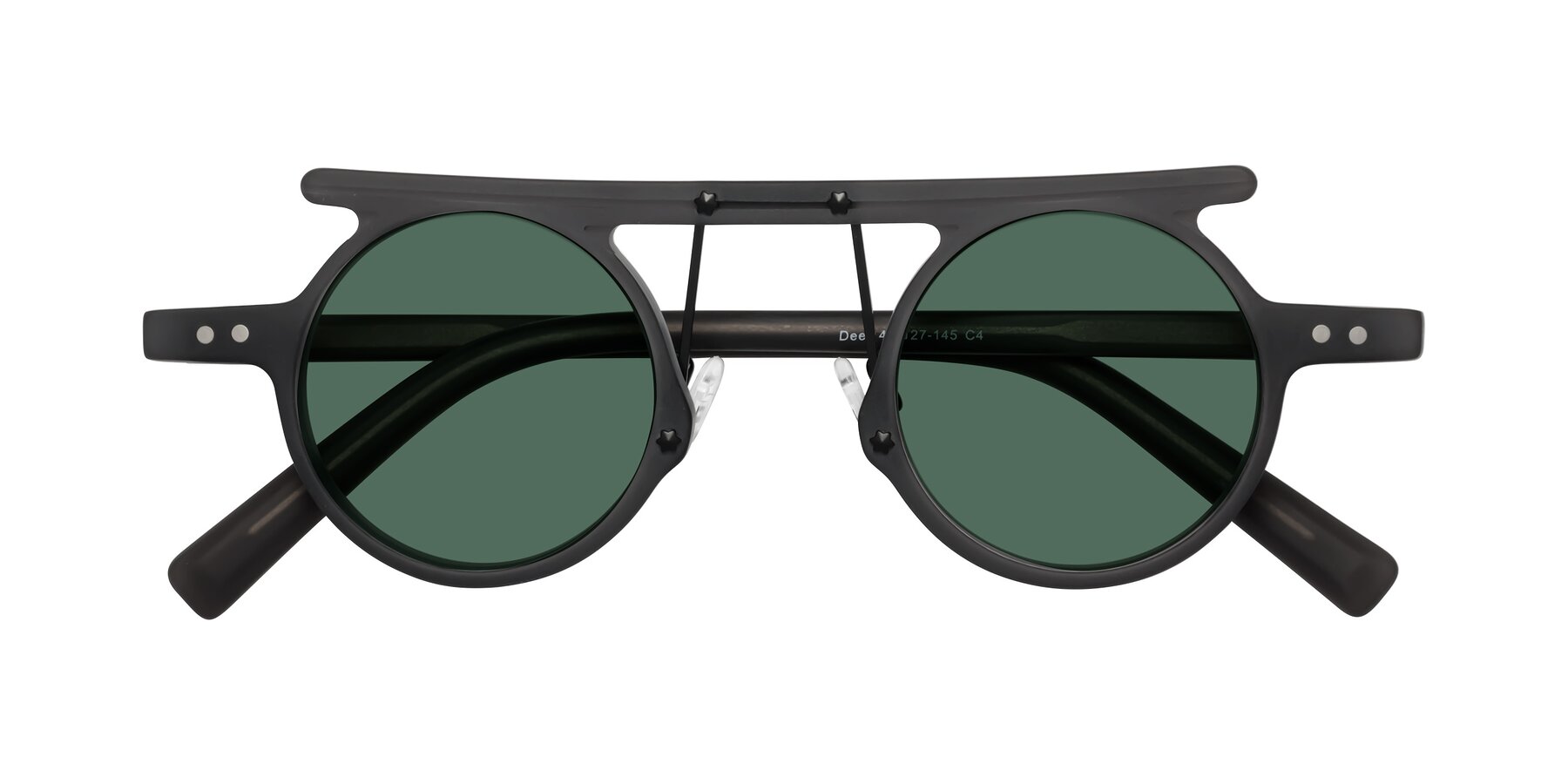 Folded Front of Deer in Matte Gray with Green Polarized Lenses