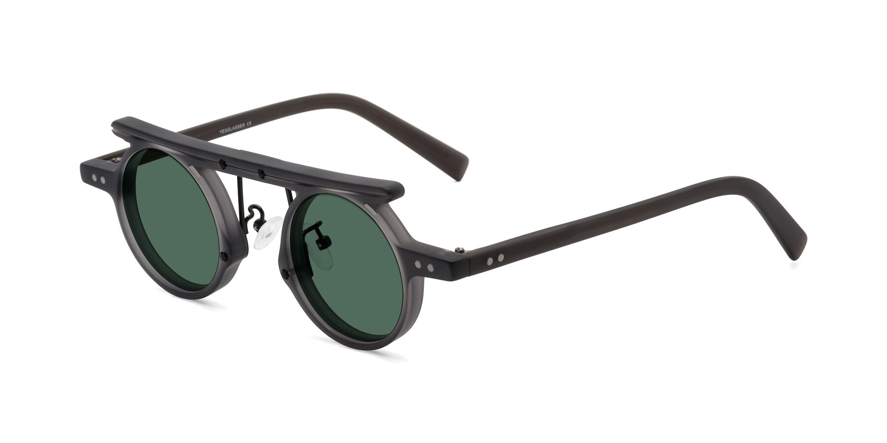 Angle of Deer in Matte Gray with Green Polarized Lenses