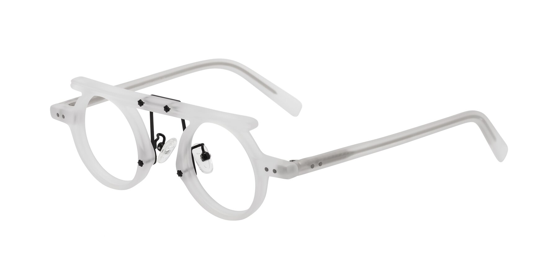 Angle of Deer in Matte White with Clear Eyeglass Lenses