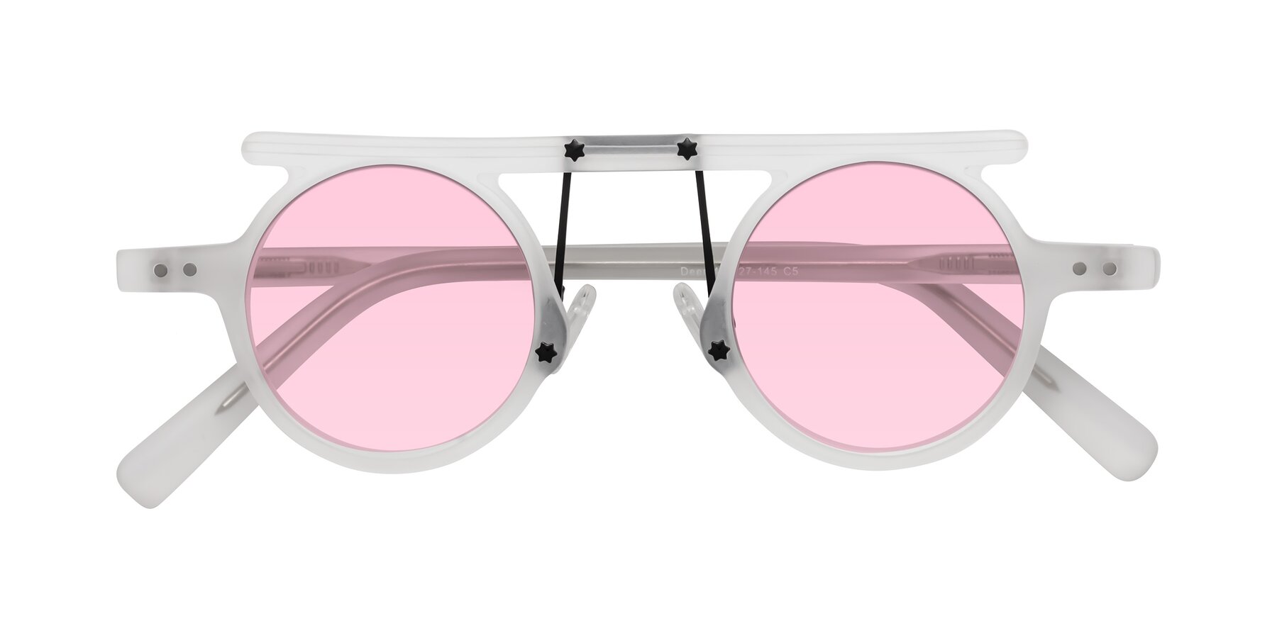 Folded Front of Deer in Matte White with Light Pink Tinted Lenses