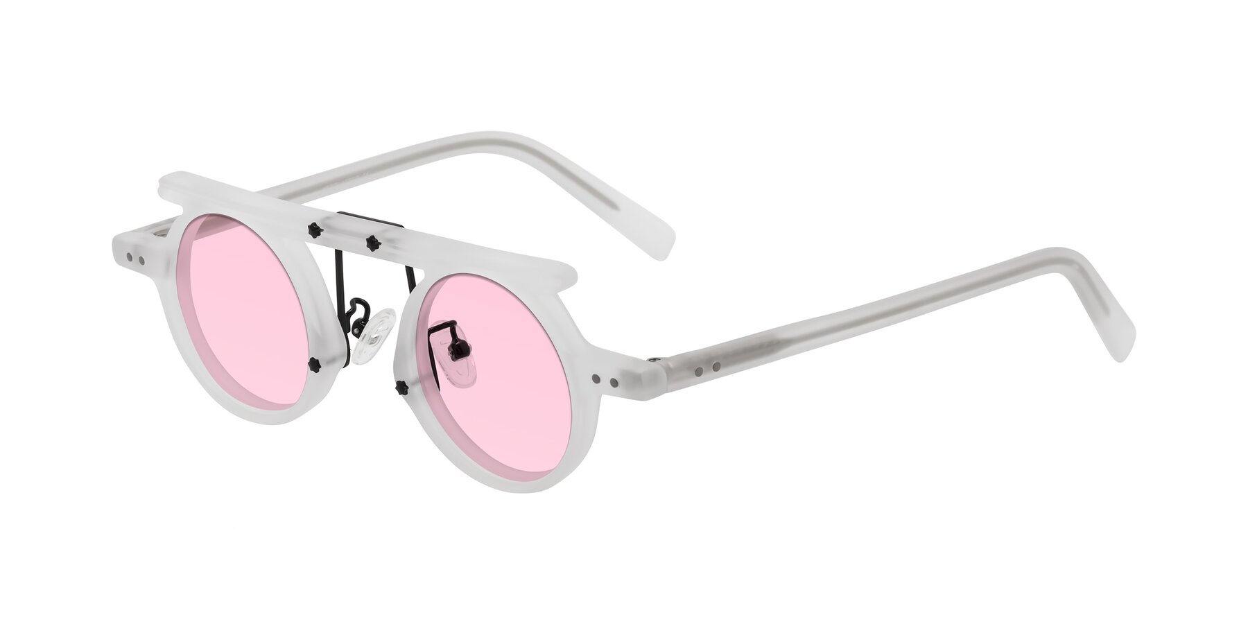 Angle of Deer in Matte White with Light Pink Tinted Lenses