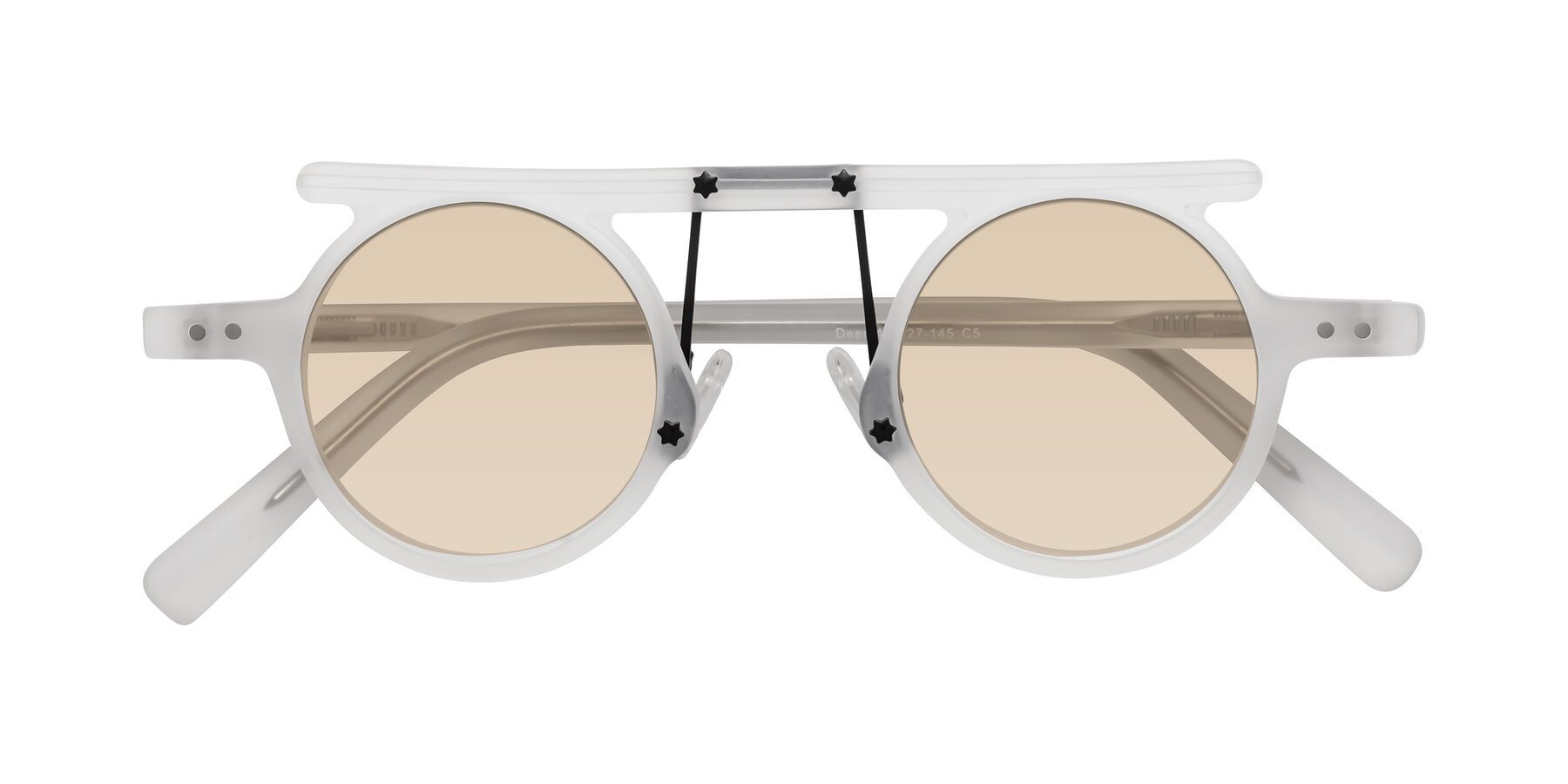 Folded Front of Deer in Matte White with Light Brown Tinted Lenses