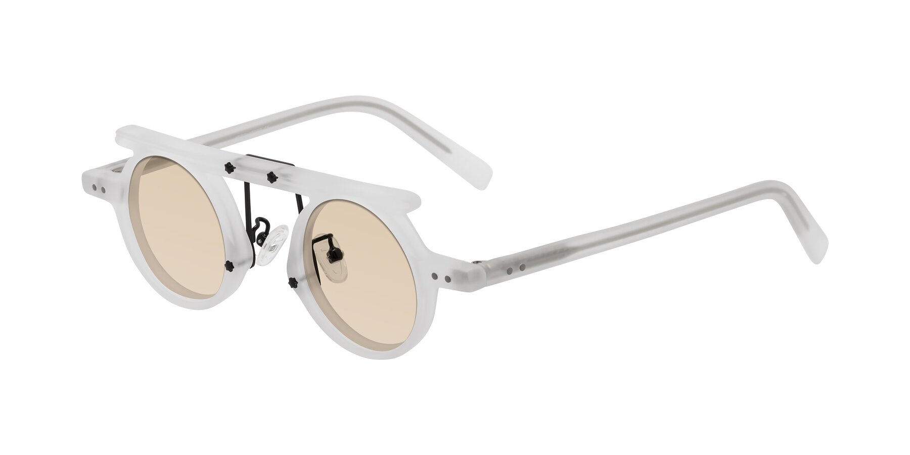 Angle of Deer in Matte White with Light Brown Tinted Lenses