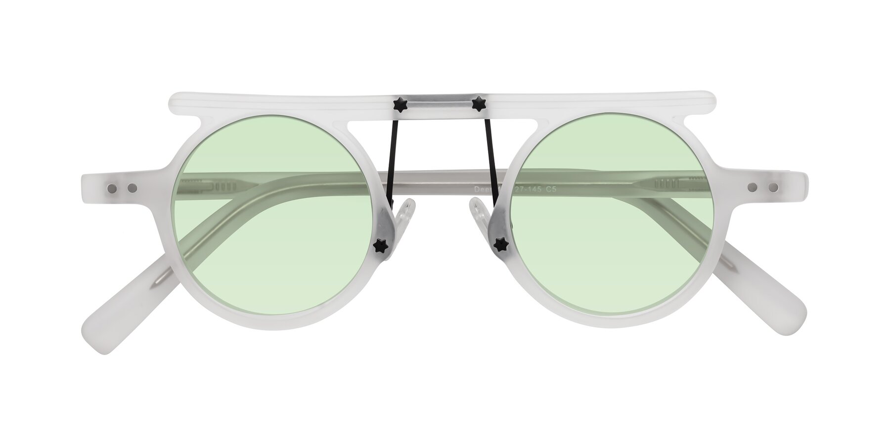 Folded Front of Deer in Matte White with Light Green Tinted Lenses