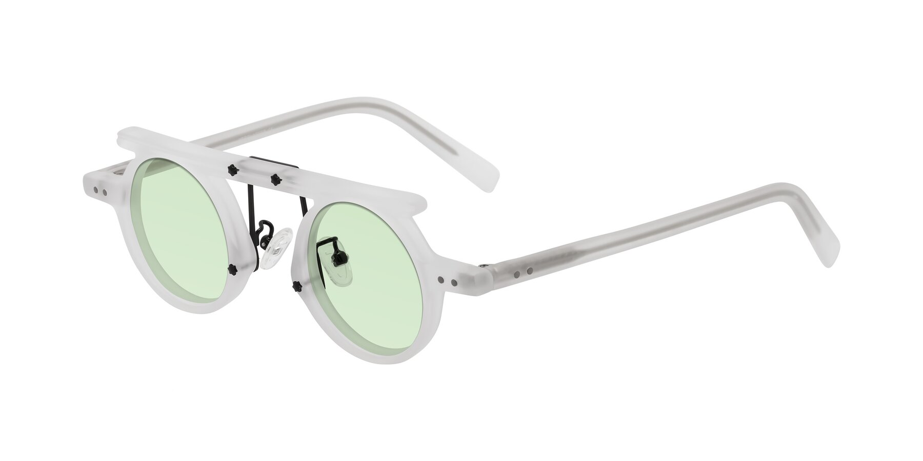 Angle of Deer in Matte White with Light Green Tinted Lenses