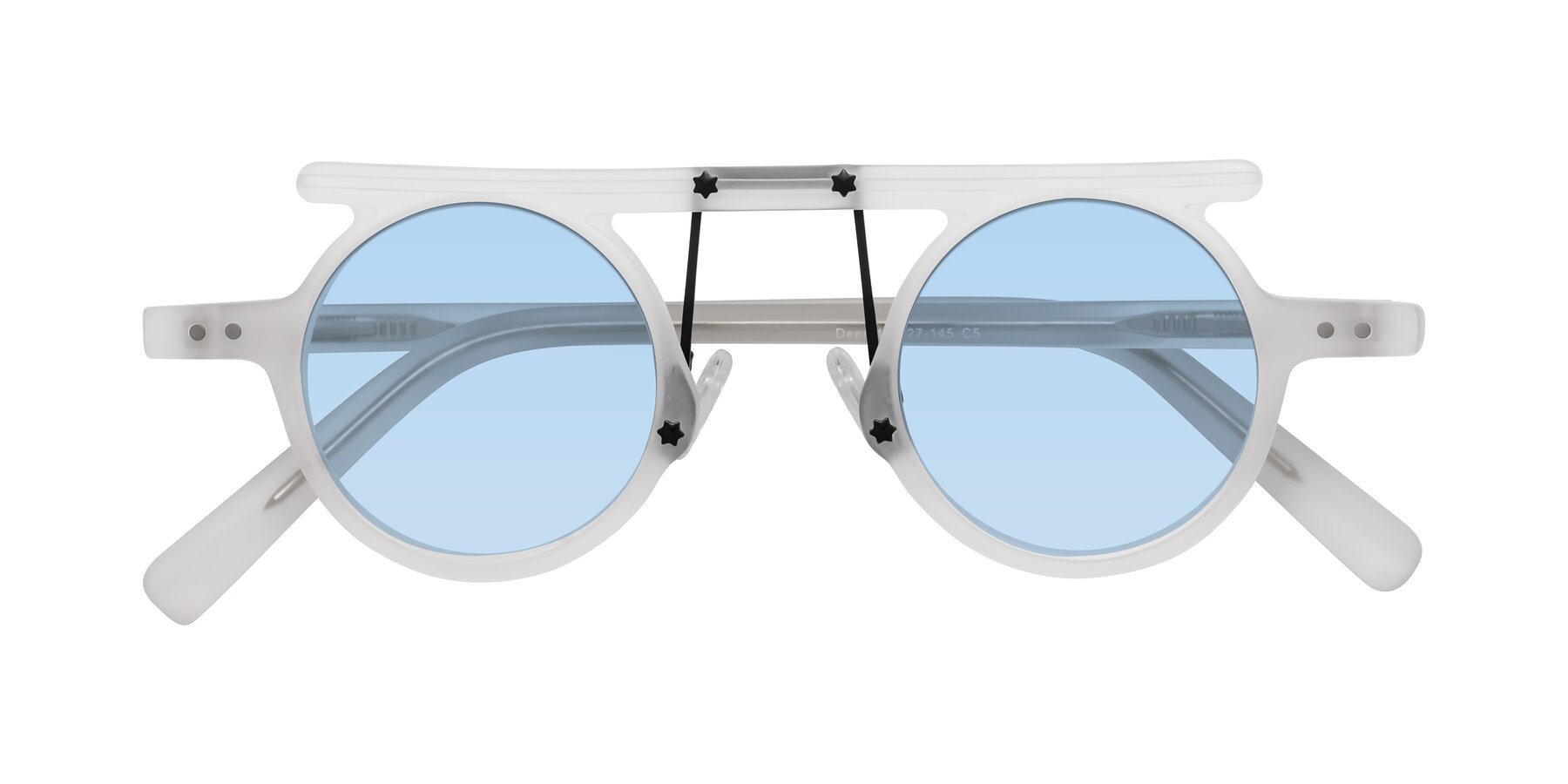 Folded Front of Deer in Matte White with Light Blue Tinted Lenses