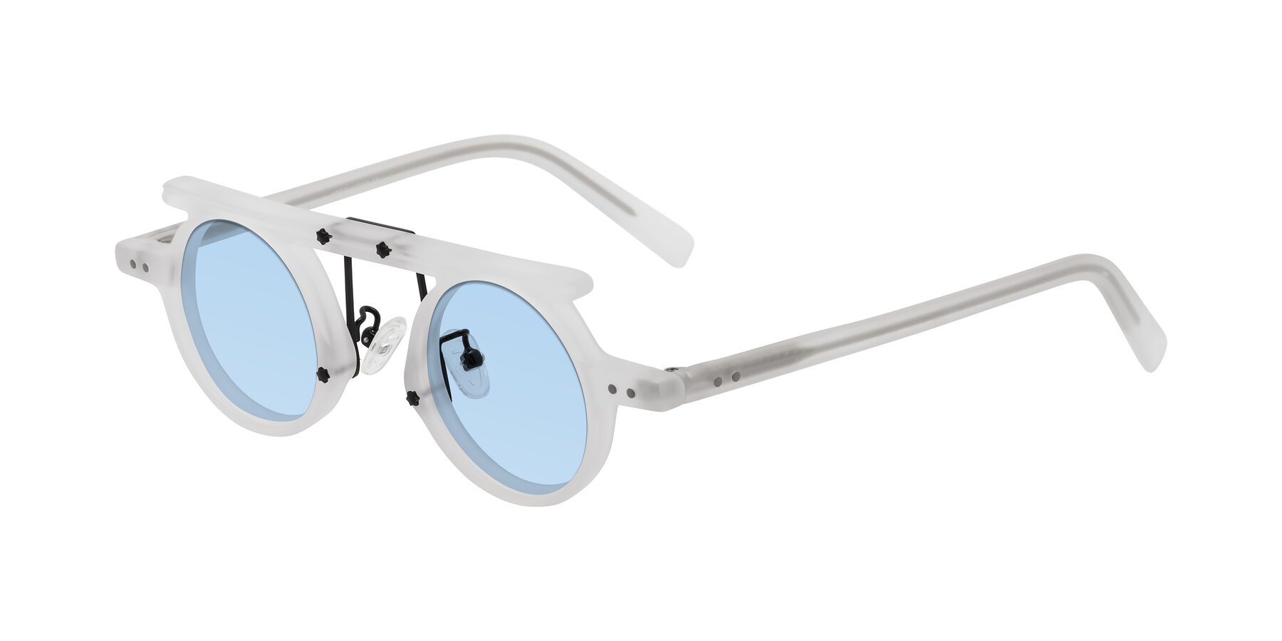 Angle of Deer in Matte White with Light Blue Tinted Lenses