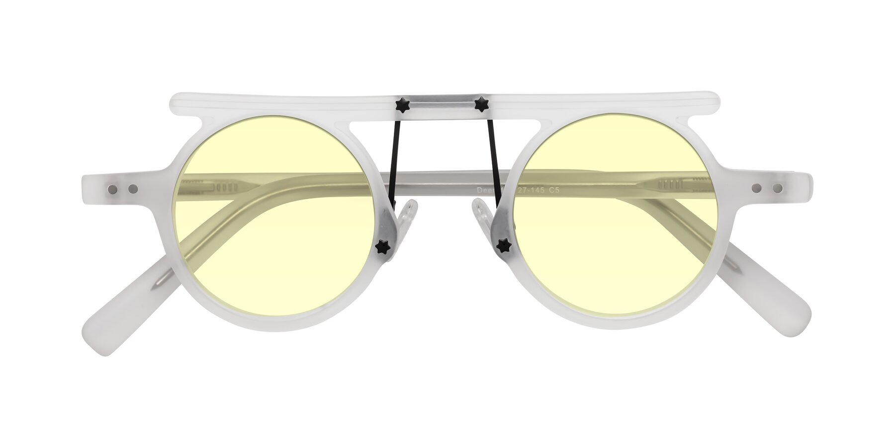 Folded Front of Deer in Matte White with Light Yellow Tinted Lenses