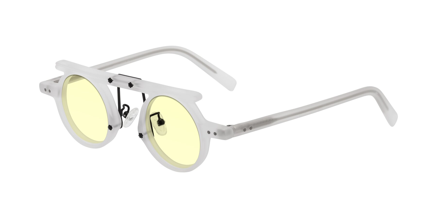 Angle of Deer in Matte White with Light Yellow Tinted Lenses